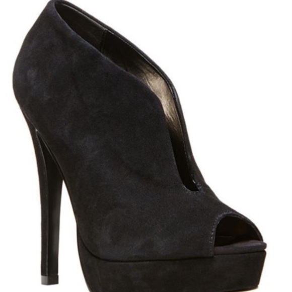 Steve Madden Black Suede Platform High Heel Ankle Boots - Picture 4 of 8